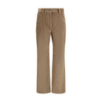 Brown Cotton Casual Pants