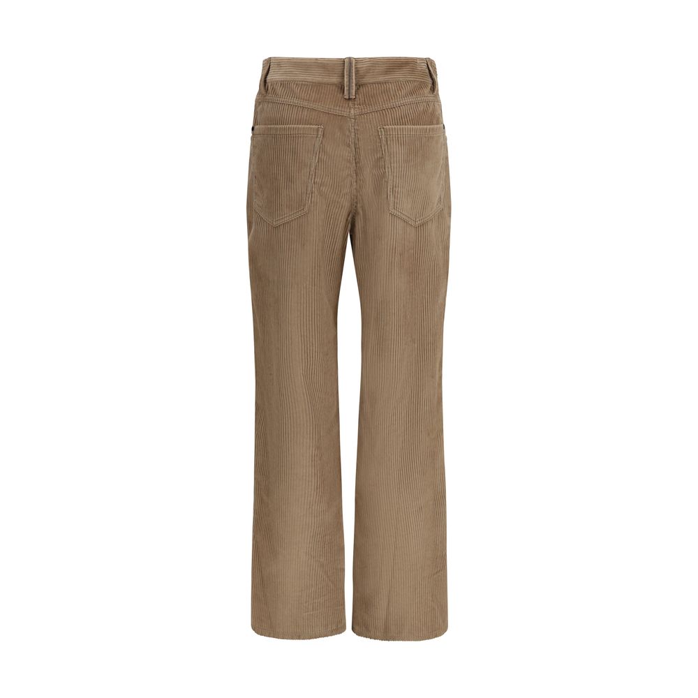 Brown Cotton Casual Pants