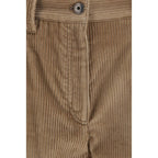 Brown Cotton Casual Pants