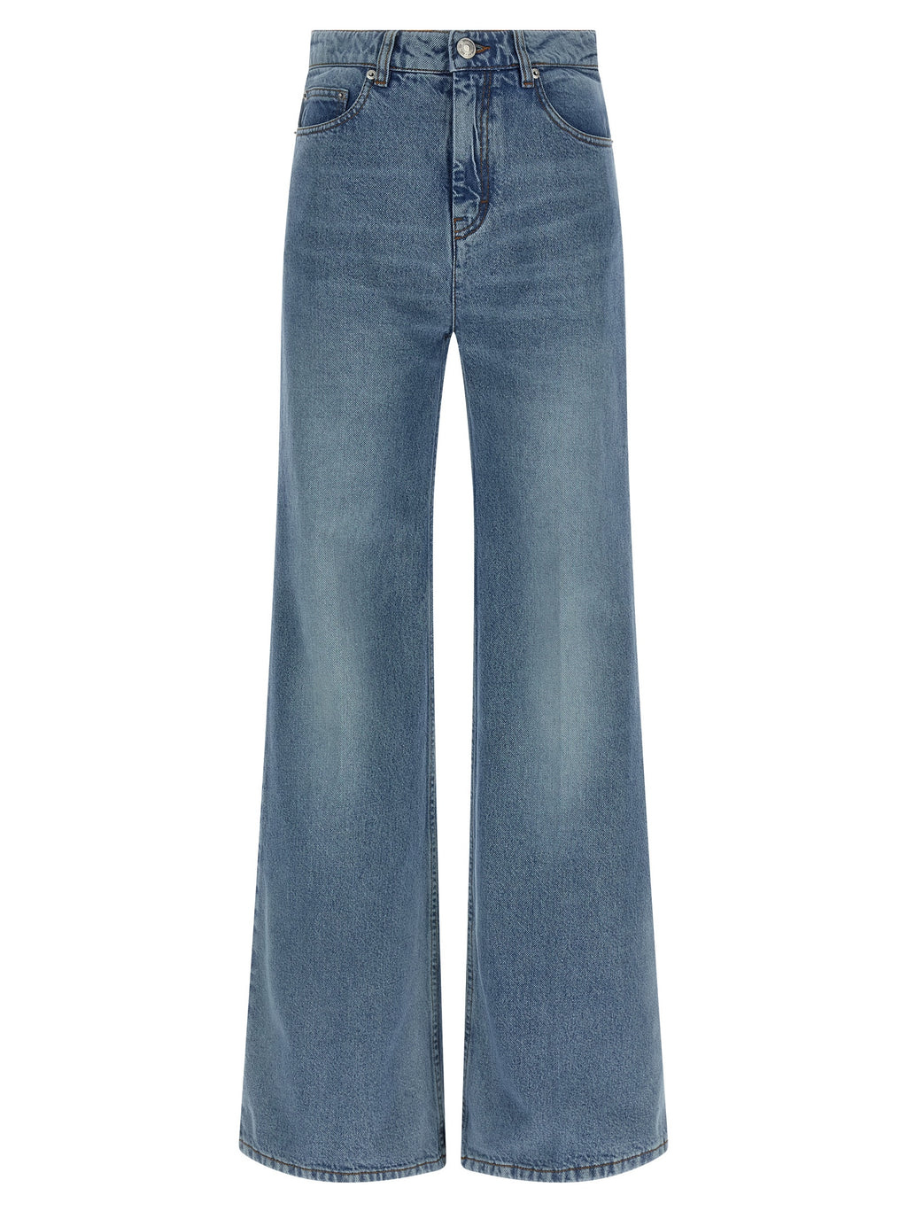 Blue Cotton Flared Jeans