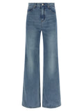 Blue Cotton Flared Jeans