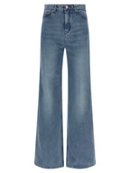 Blue Cotton Flared Jeans