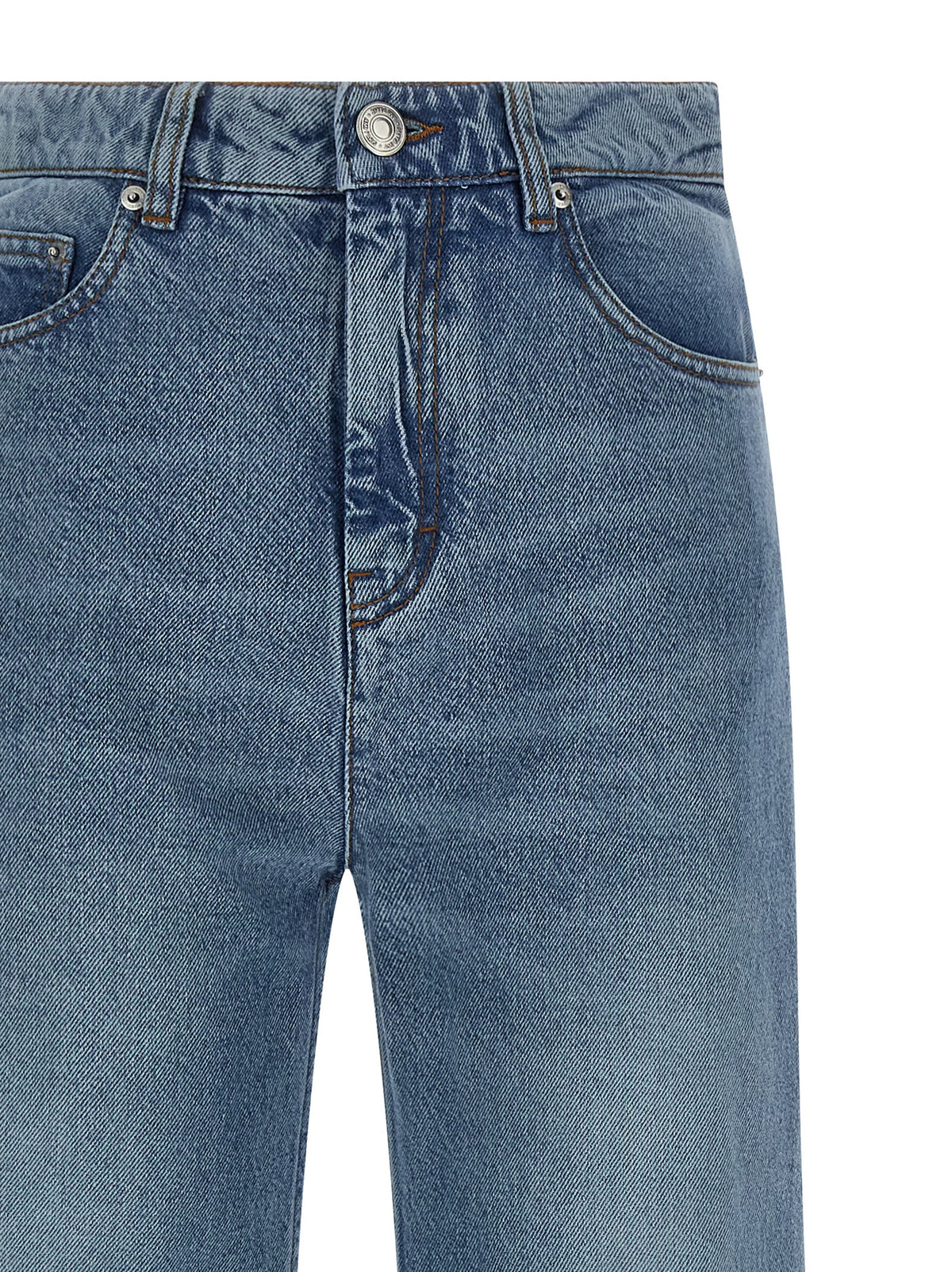 Blue Cotton Flared Jeans