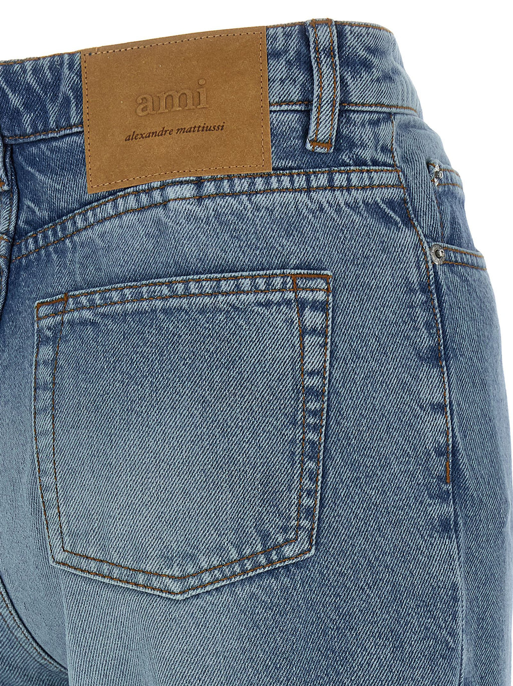 Blue Cotton Flared Jeans