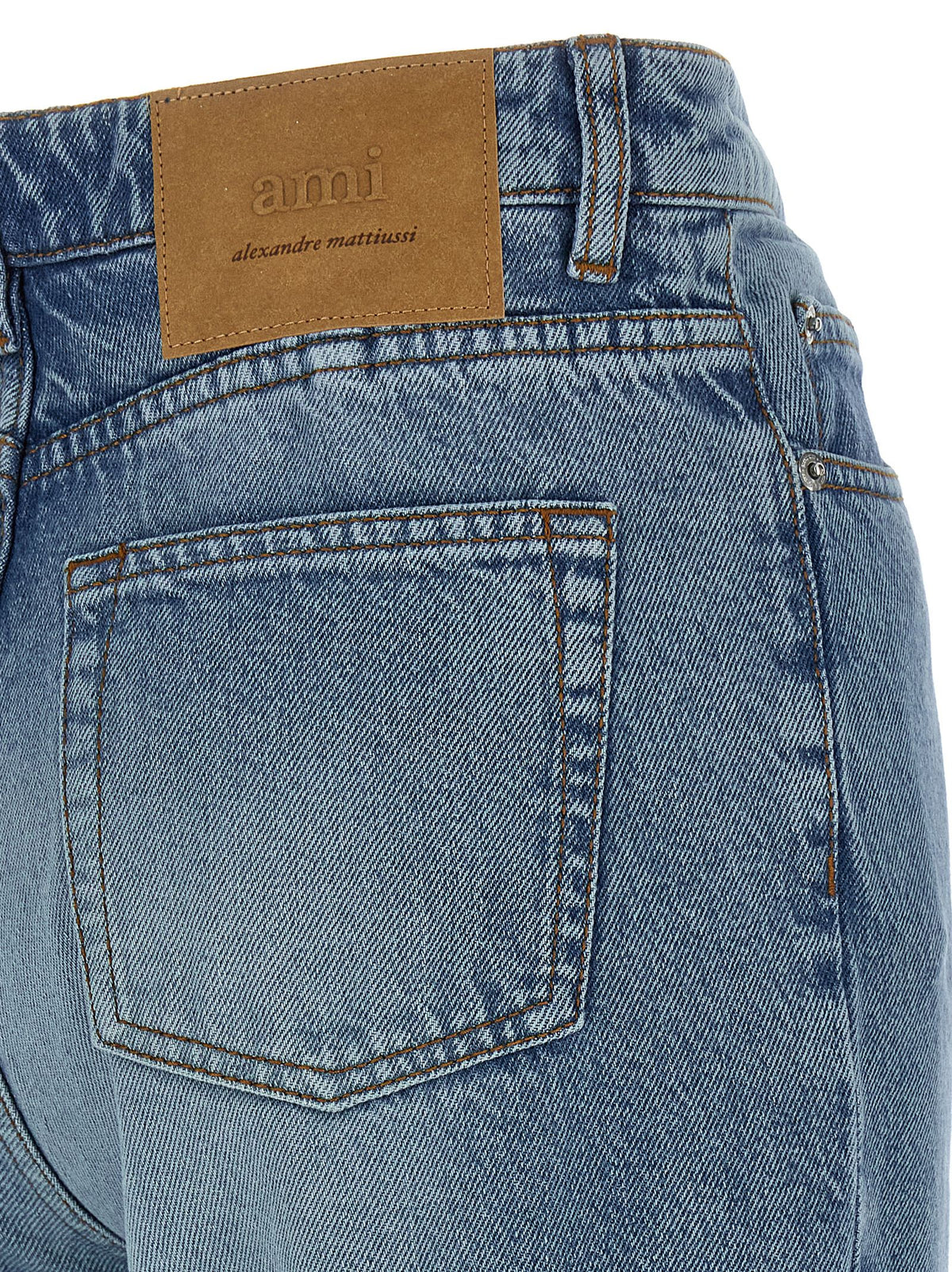 Blue Cotton Flared Jeans