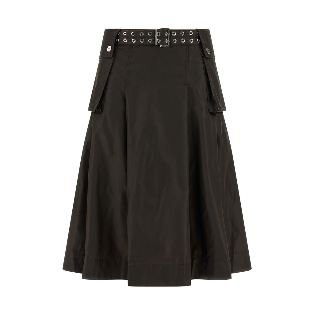 Brown Polyamide Midi Skirt