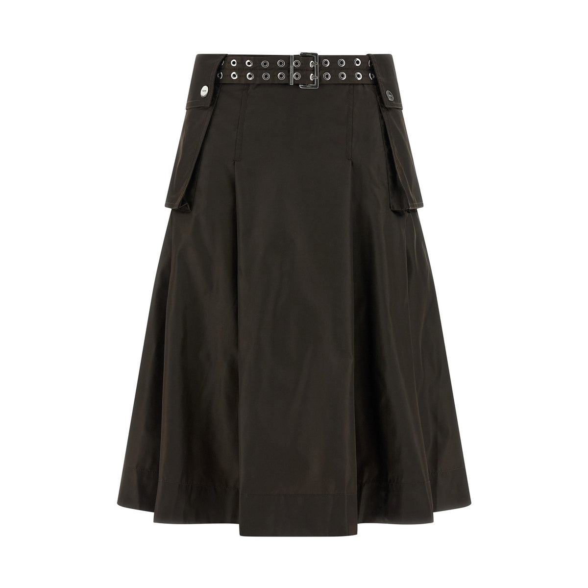 Brown Polyamide Midi Skirt