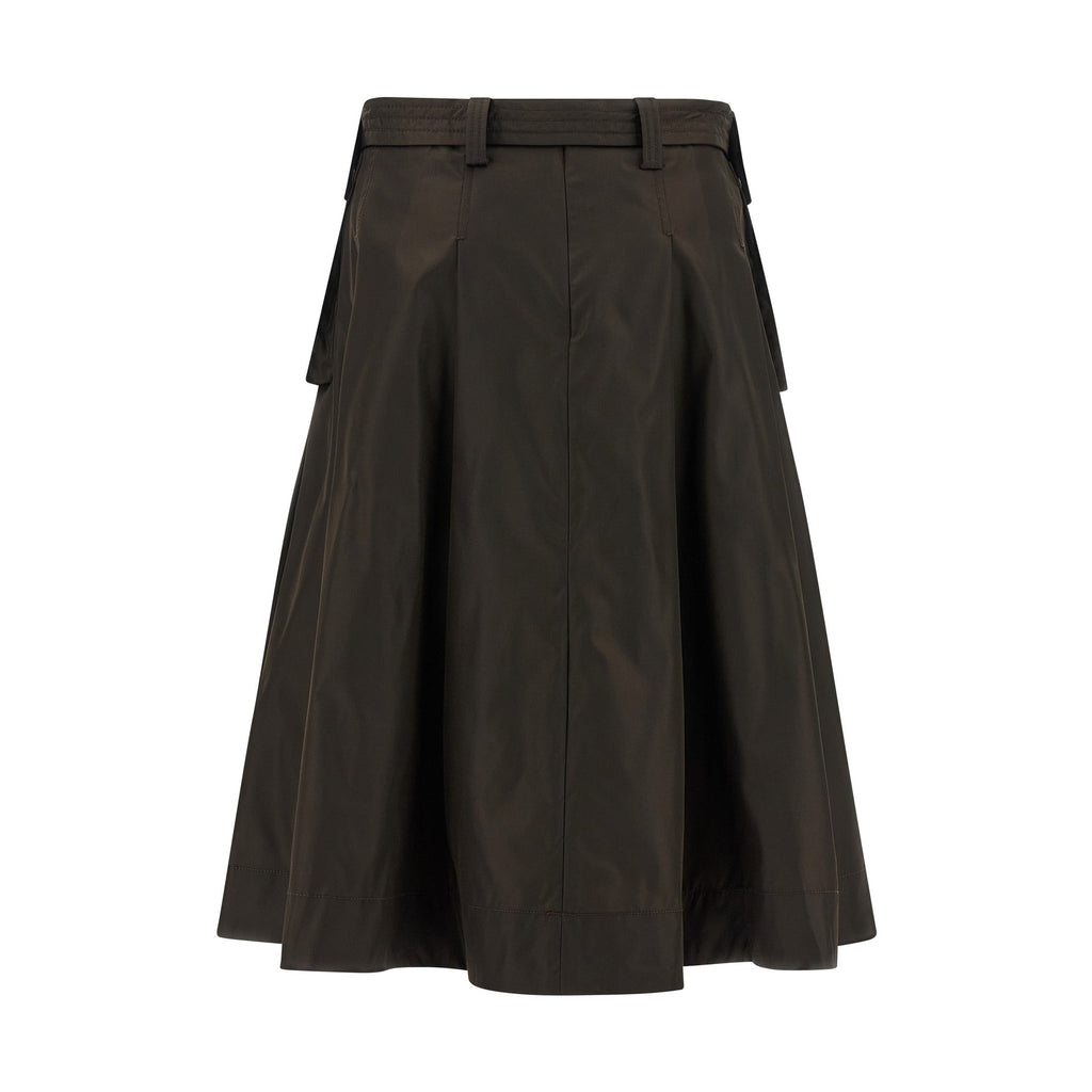 Brown Polyamide Midi Skirt