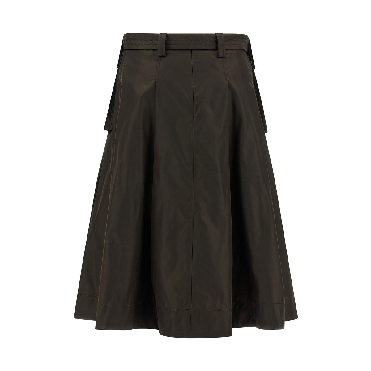 Brown Polyamide Midi Skirt