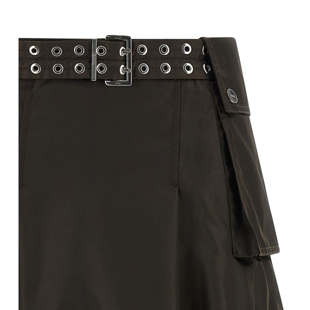 Brown Polyamide Midi Skirt