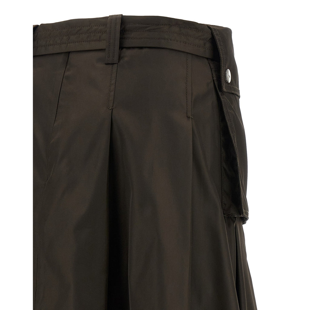 Brown Polyamide Midi Skirt