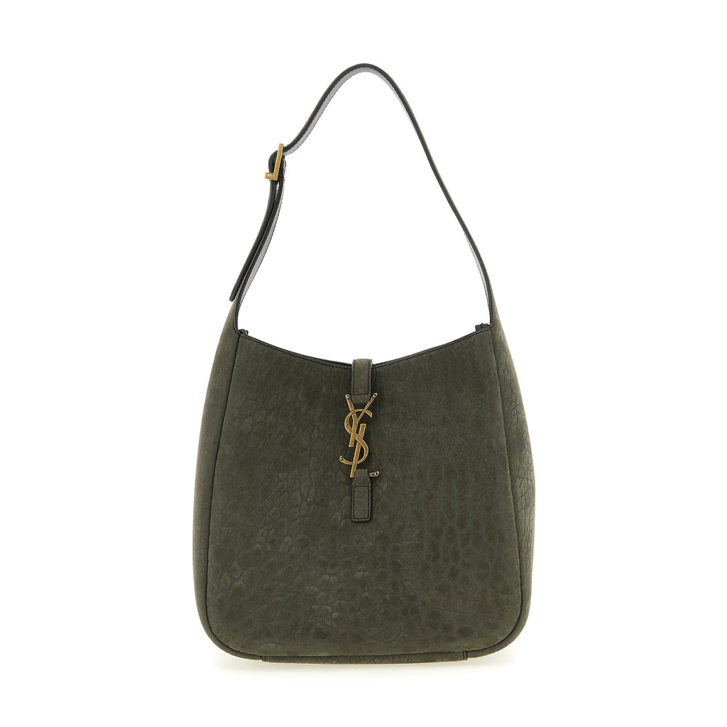 Gray Lamb Leather Shoulder Bag