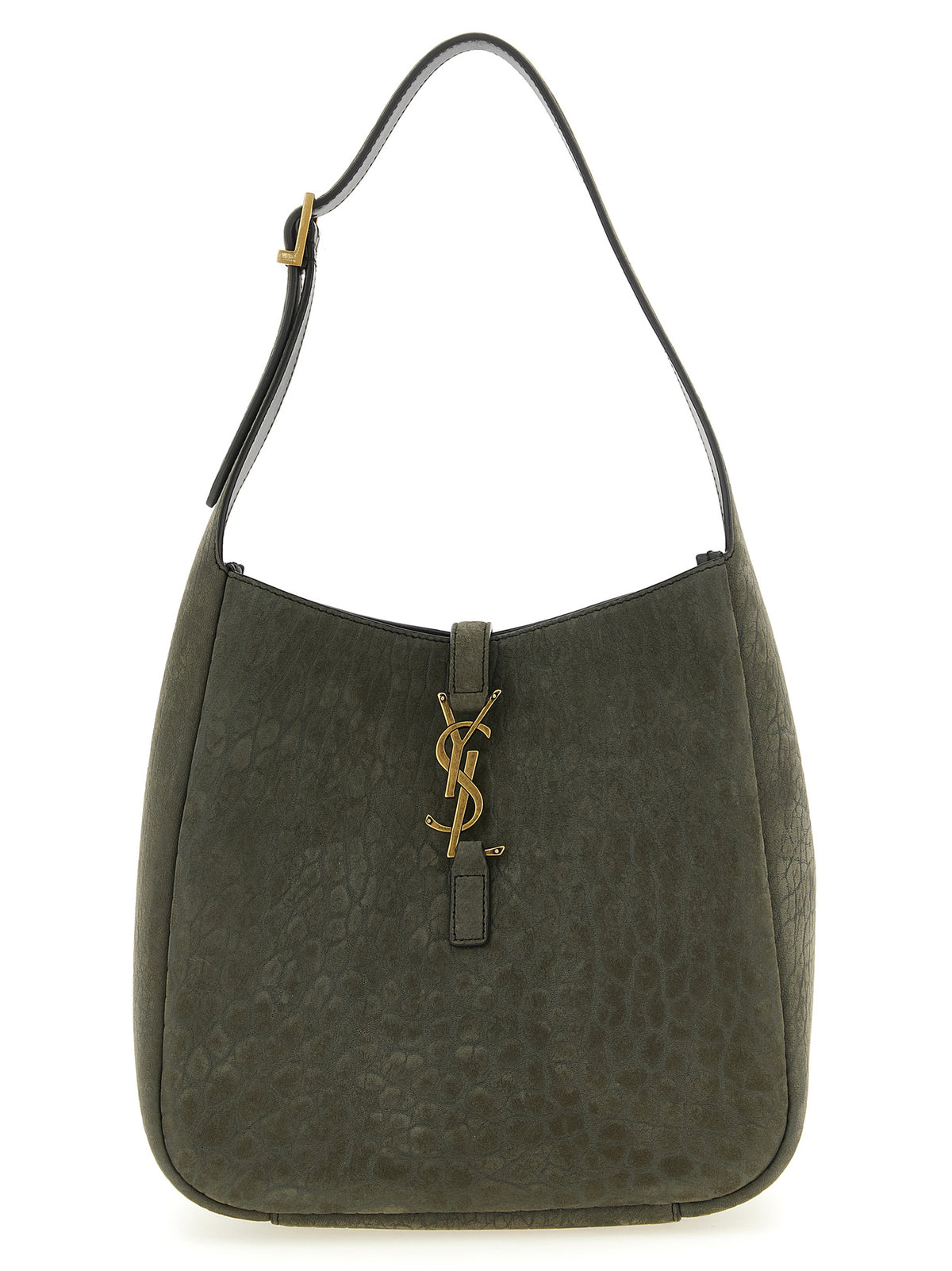 Gray Lamb Leather Shoulder Bag