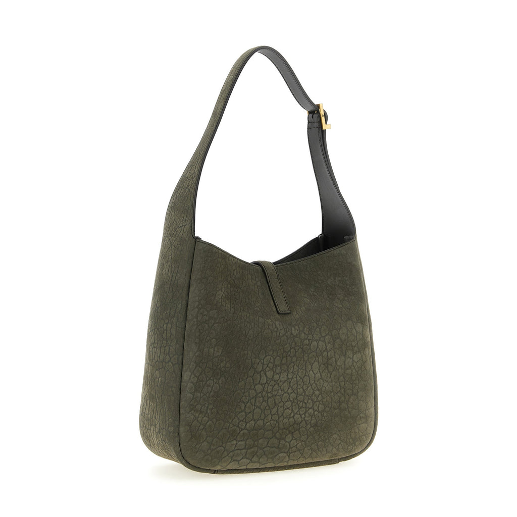 Gray Lamb Leather Shoulder Bag