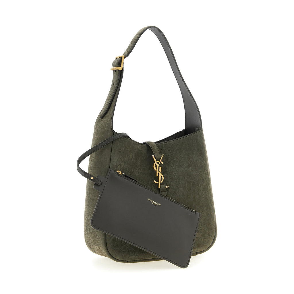 Gray Lamb Leather Shoulder Bag