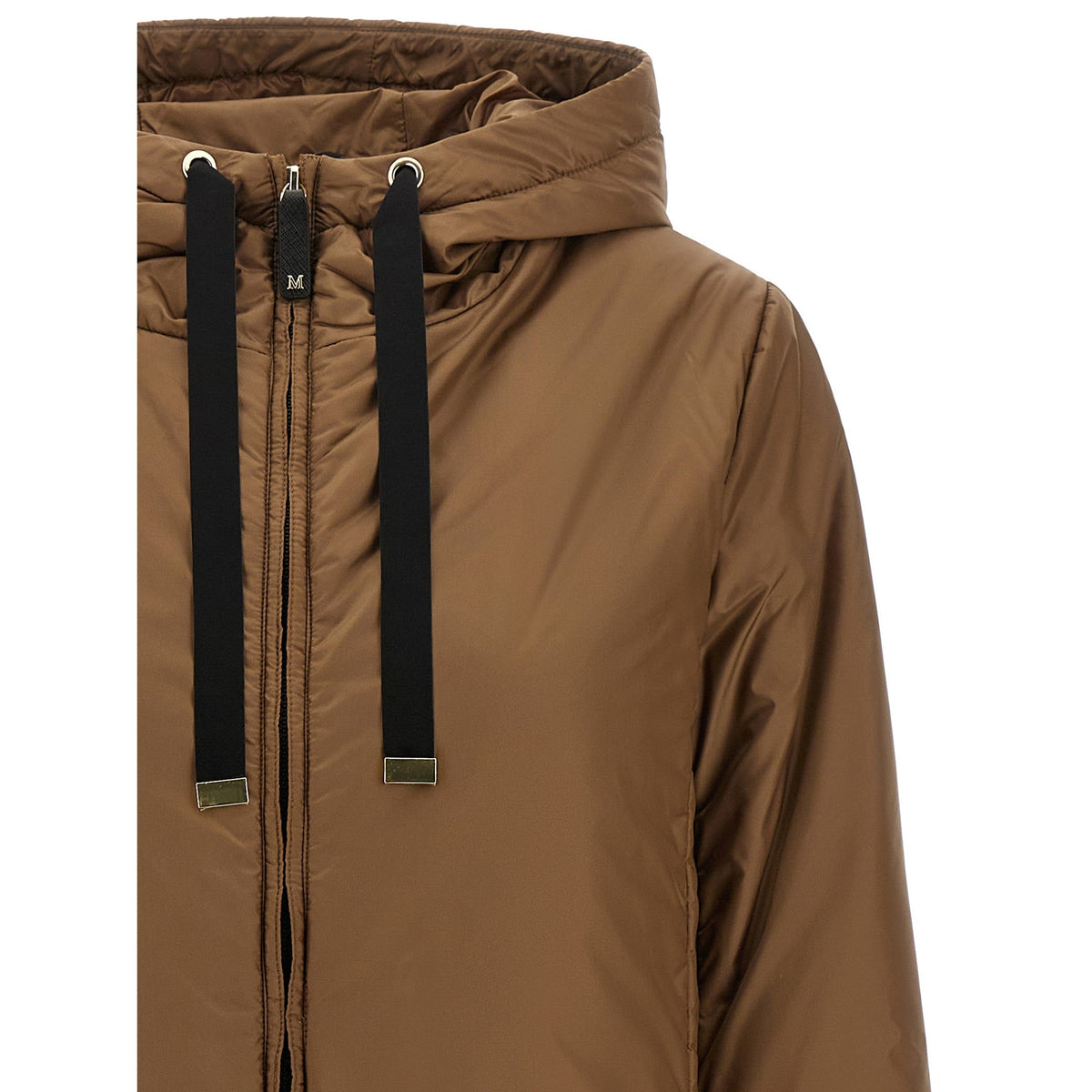 Brown Polyester Full-Length Jacket