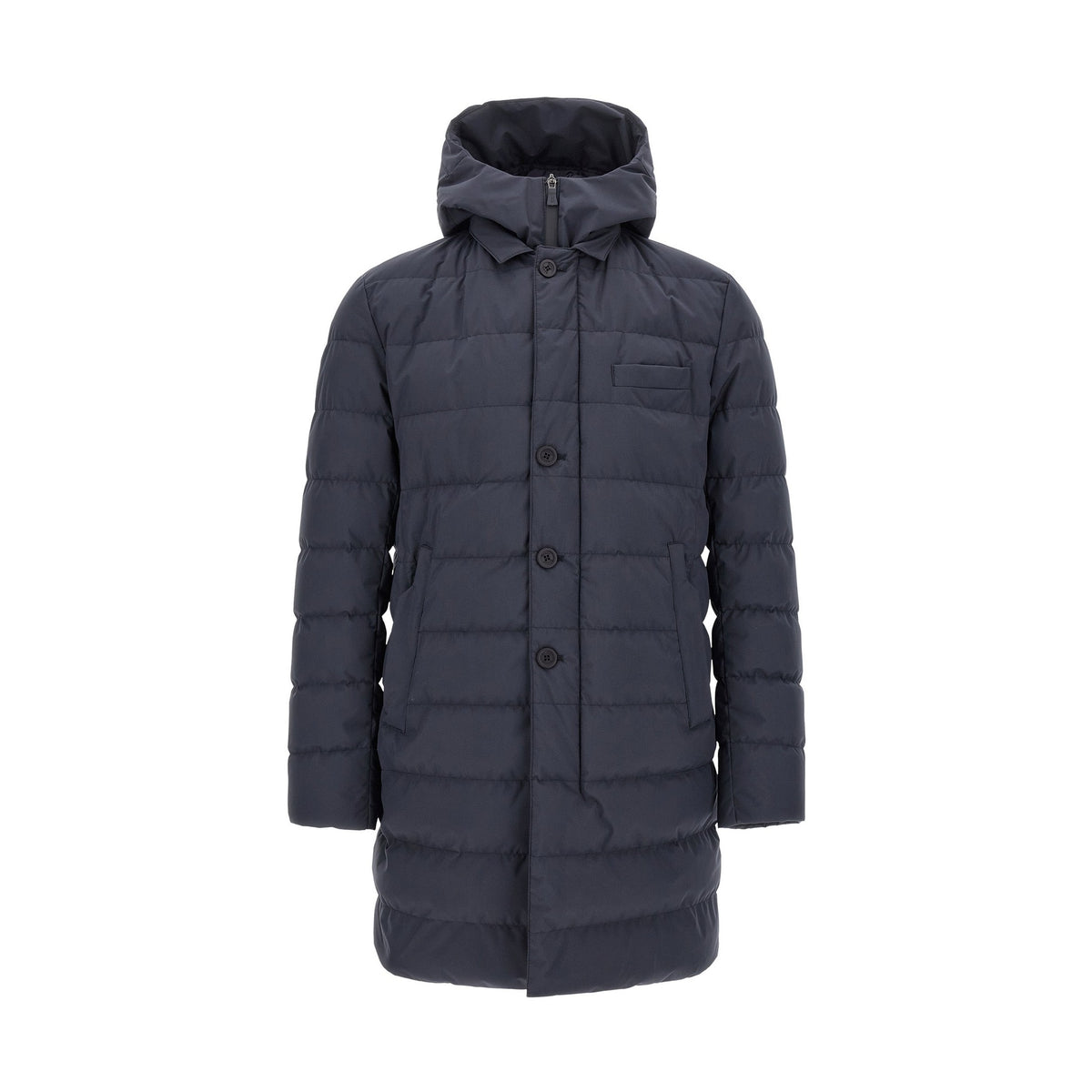 Blue Polyester Full-Length Jacket