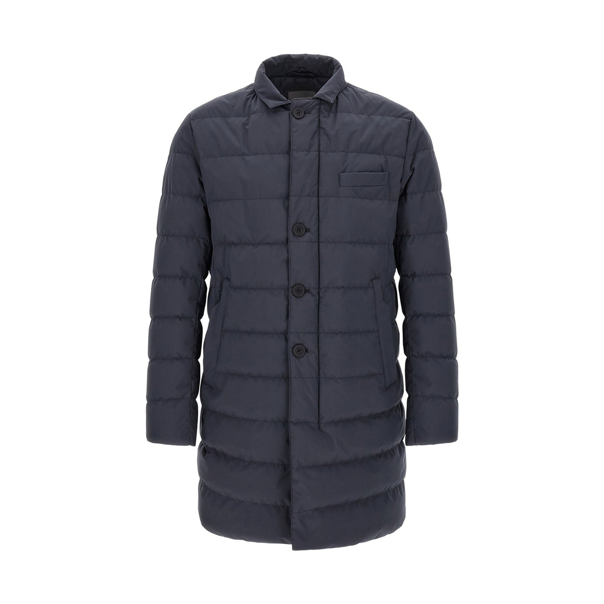 Blue Polyester Full-Length Jacket
