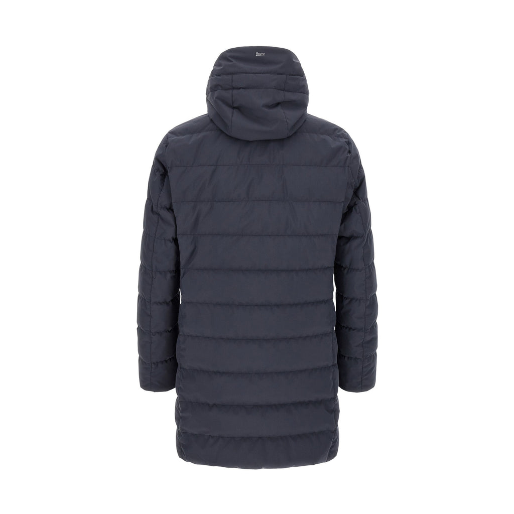 Blue Polyester Full-Length Jacket