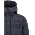 Blue Polyester Full-Length Jacket