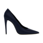 Blue Polyester High Heel Pumps