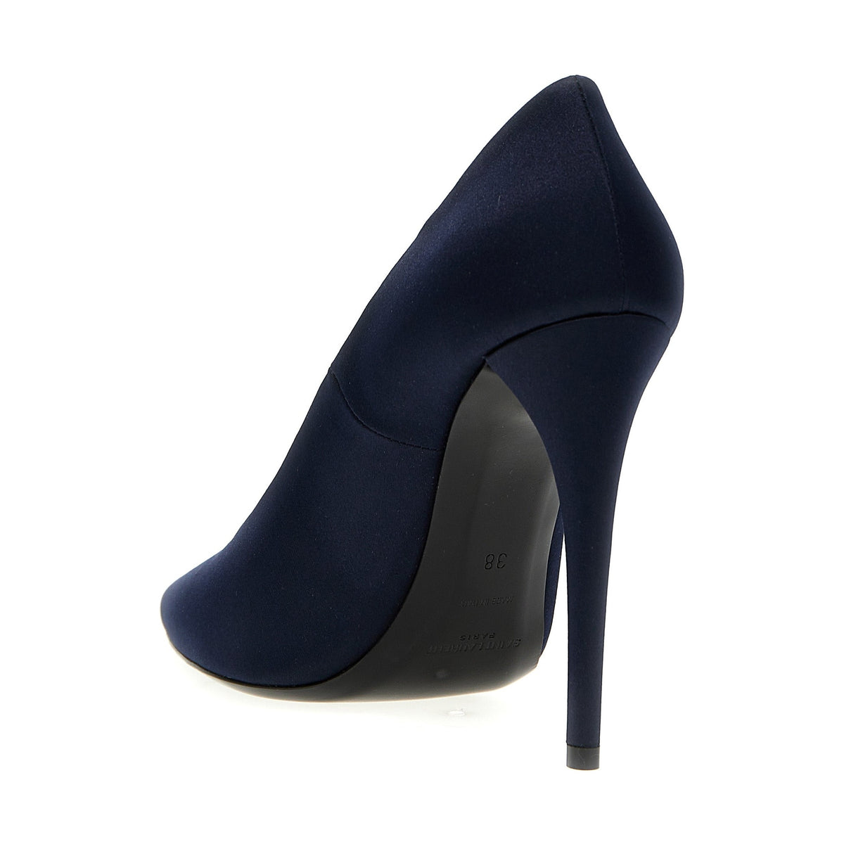 Blue Polyester High Heel Pumps