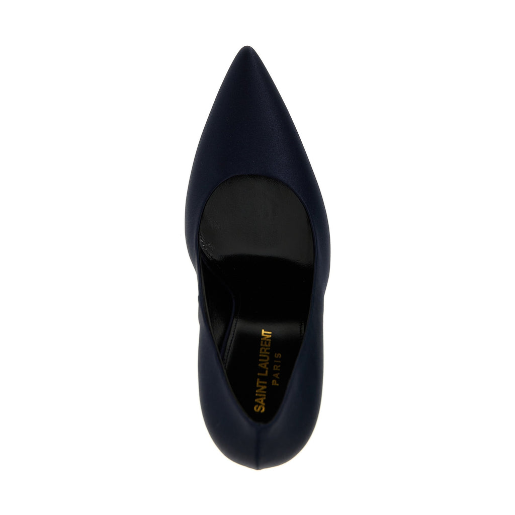 Blue Polyester High Heel Pumps