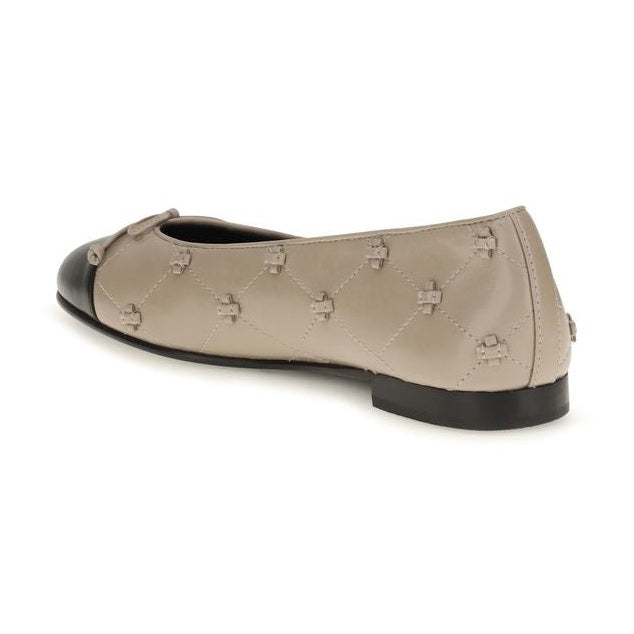 Beige Calf Leather Bos Taurus Ballet Flats