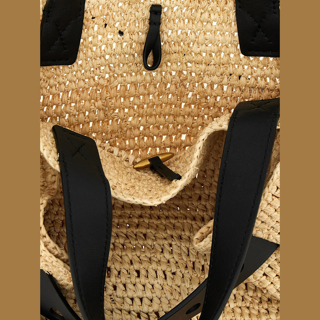 Beige Raffia Tote Bag