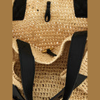 Beige Raffia Tote Bag
