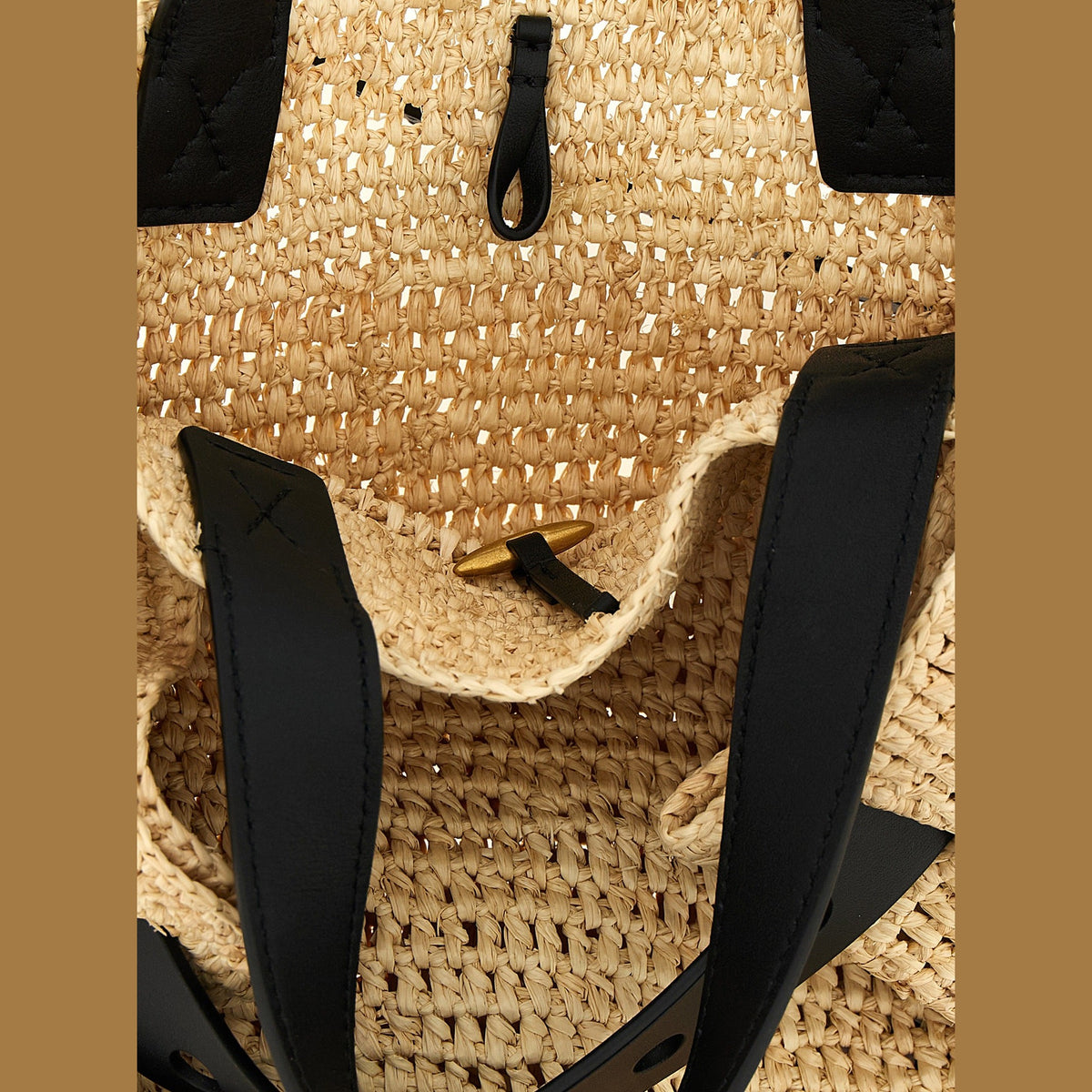 Beige Raffia Tote Bag
