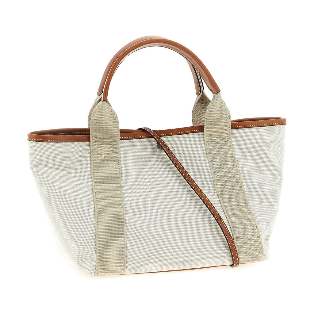 Beige Leather Tote Bag