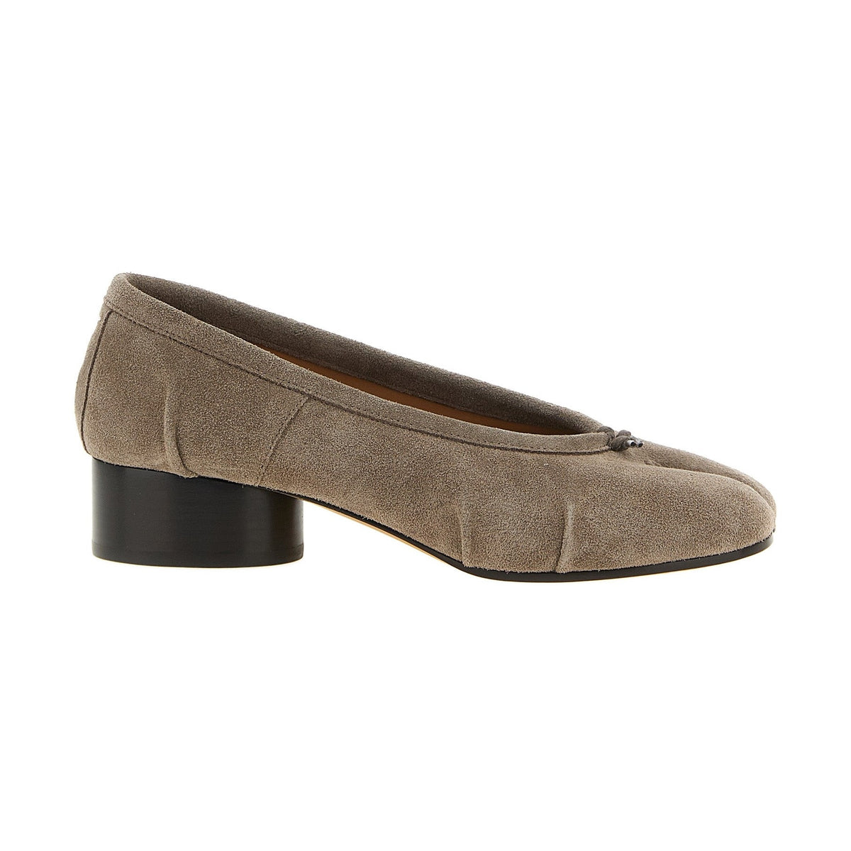 Gray Calfskin Mid Heel Pumps