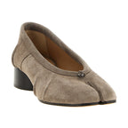 Gray Calfskin Mid Heel Pumps