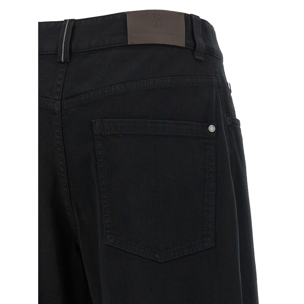 Black Cotton High-Waisted Jean
