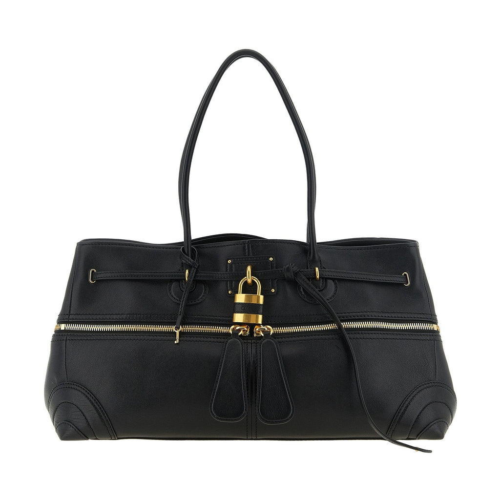 Black Lamb Leather Shoulder Bag