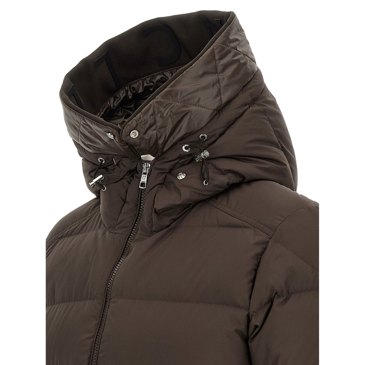 Brown Polyester Full-Length Jacket