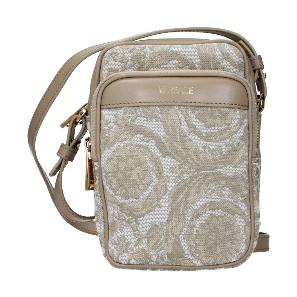 Beige Fabric Crossbody Bag