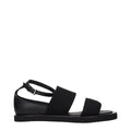 Black Fabric Flat Sandals