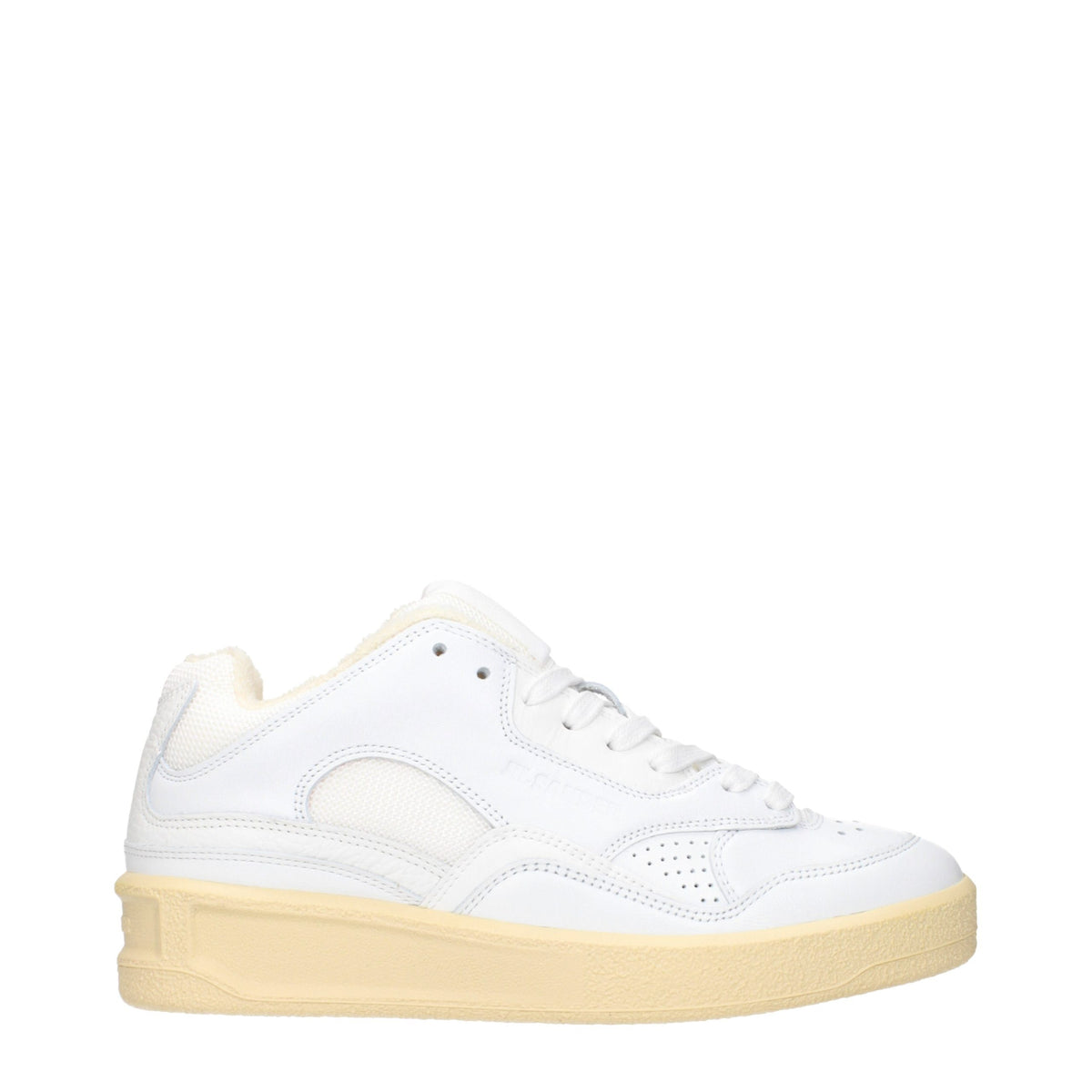 White Leather Low Top Sneakers