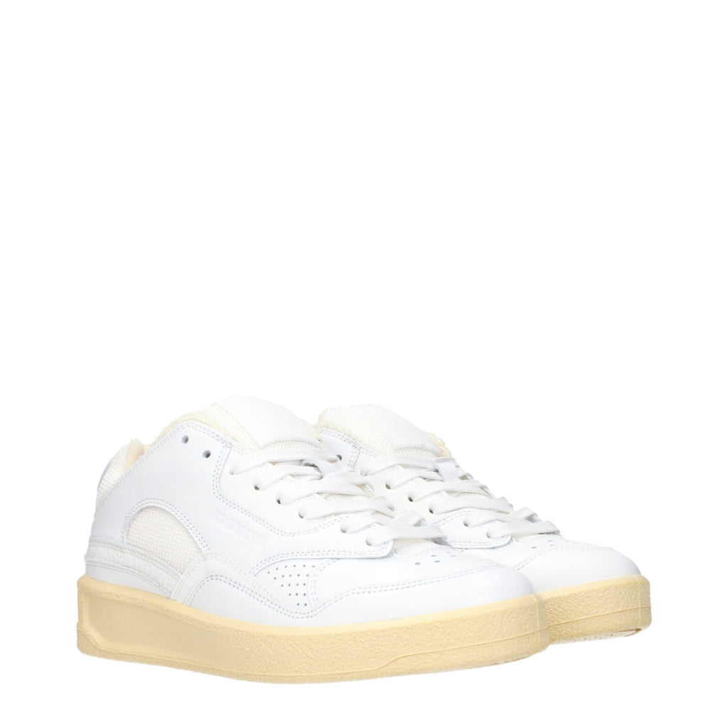 White Leather Low Top Sneakers