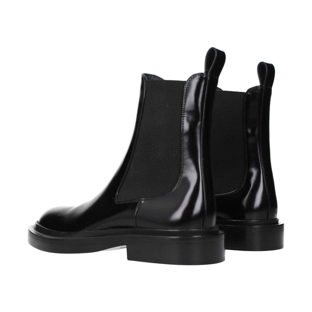 Black Leather Ankle Boots