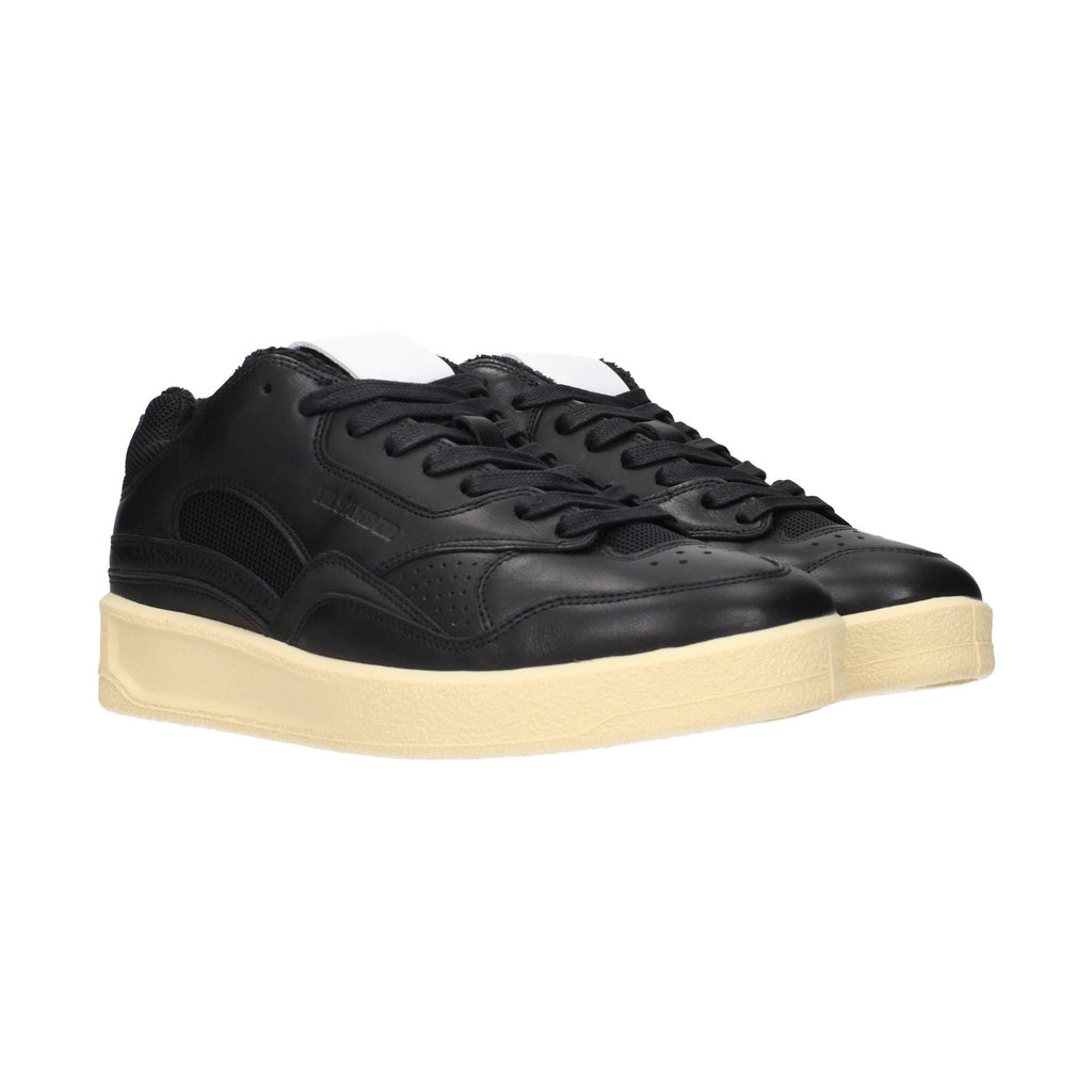 Black Leather Low Top Sneakers