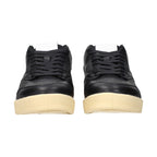 Black Leather Low Top Sneakers