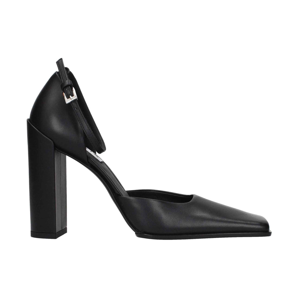 Black Leather High Heel Pumps