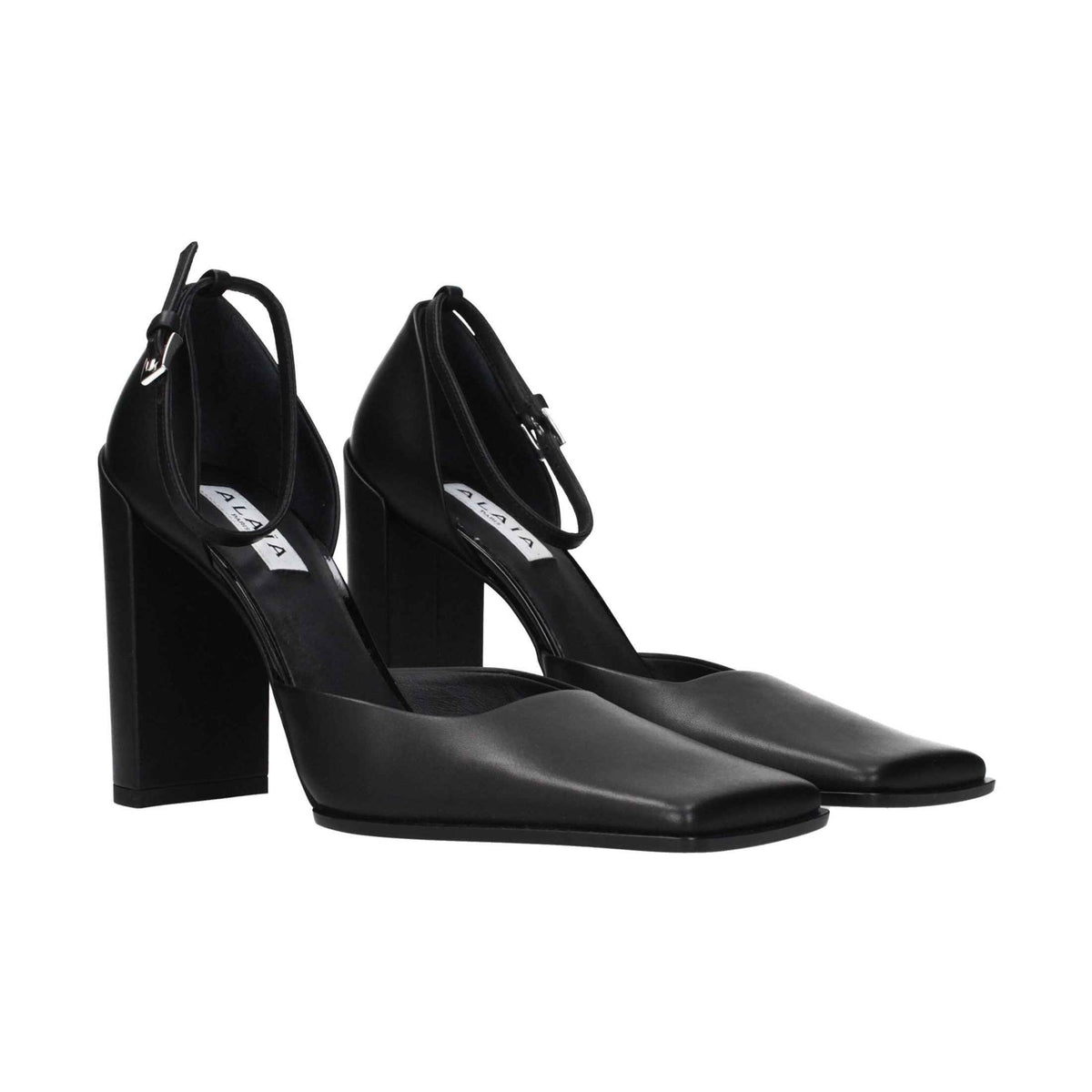 Black Leather High Heel Pumps