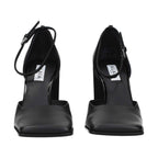 Black Leather High Heel Pumps