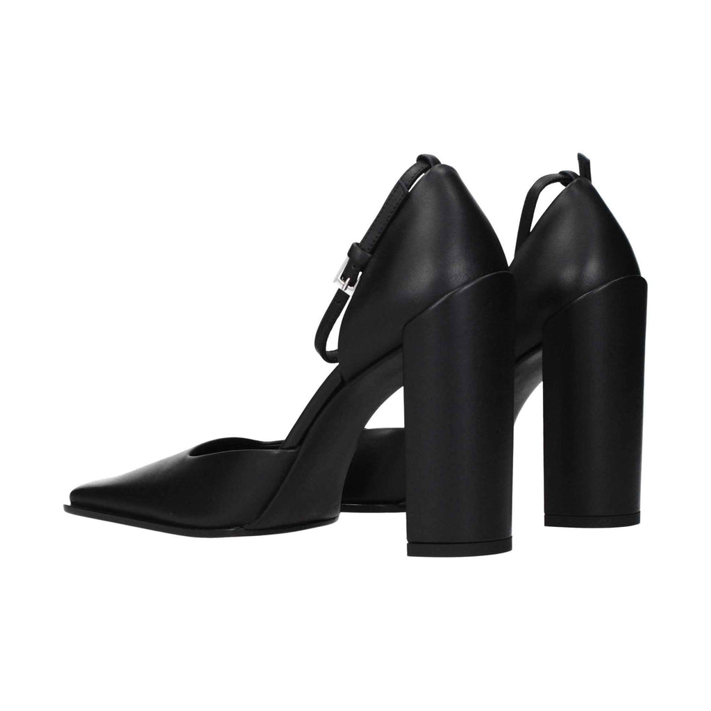 Black Leather High Heel Pumps