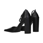Black Leather High Heel Pumps