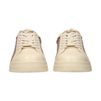 Beige Leather Low Top Sneakers